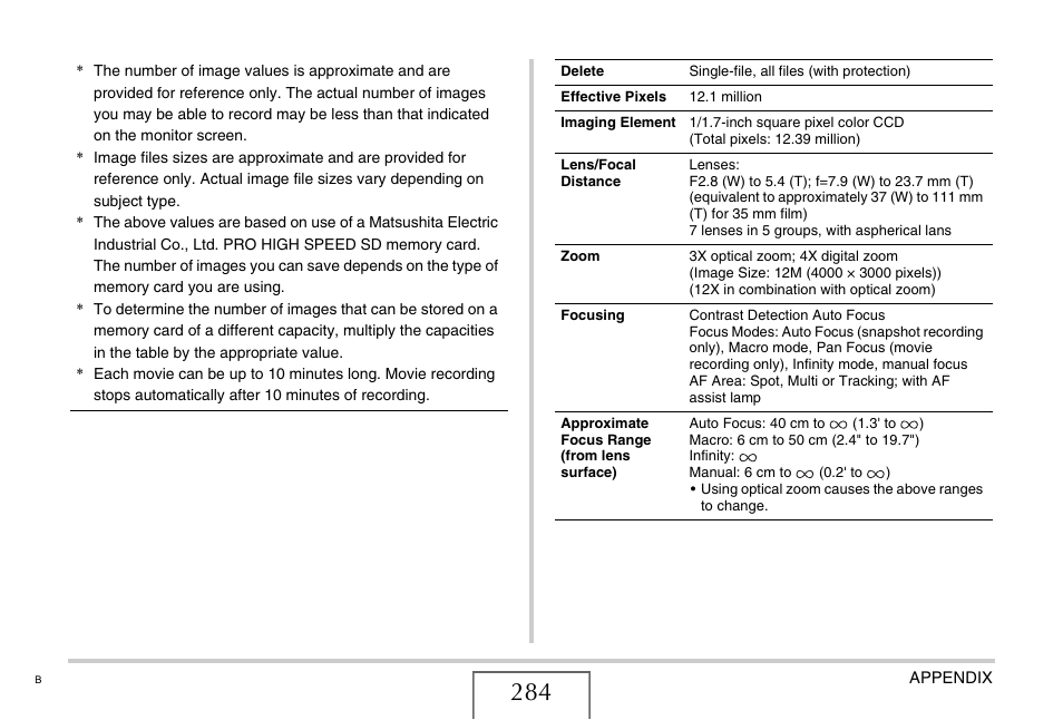 Casio EXILIM EX-Z1200 User Manual | Page 284 / 289