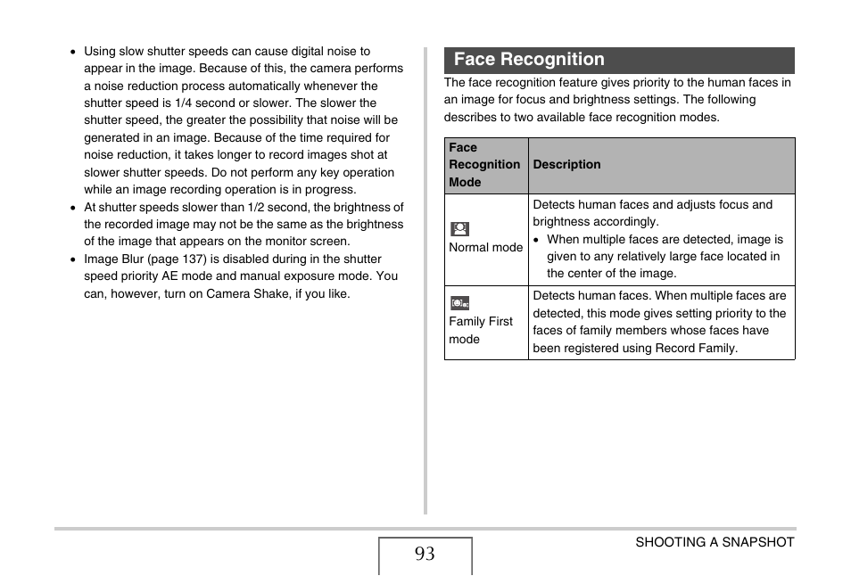 Face recognition, E 93, E 93) | Casio EXILIM EX-Z1200 User Manual | Page 93 / 289