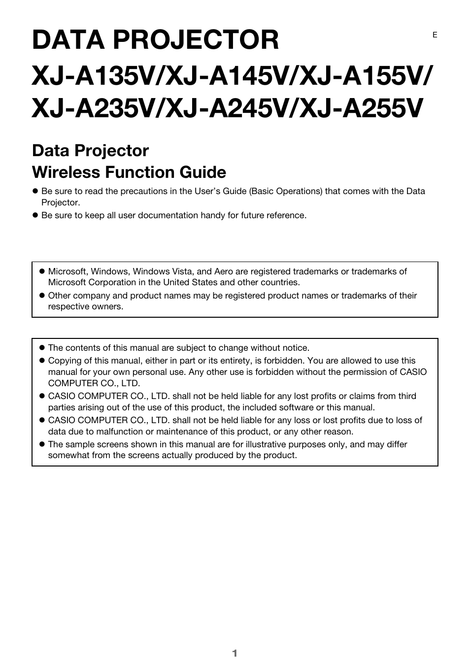 Casio XJ-A255V User Manual | 45 pages