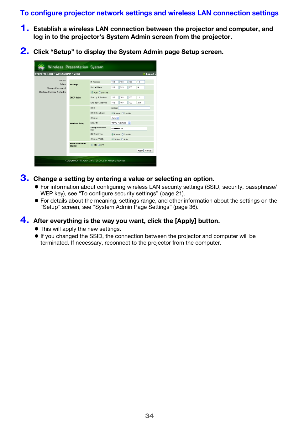 Casio XJ-A255V User Manual | Page 34 / 45