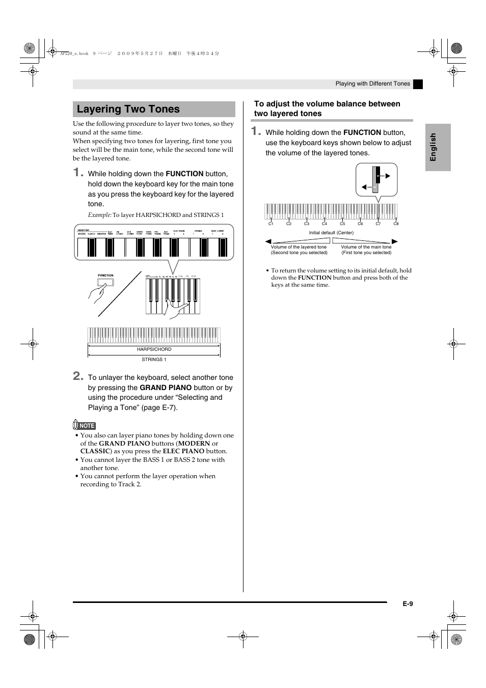 Layering two tones | Casio Celviano AP-220 User Manual | Page 11 / 39