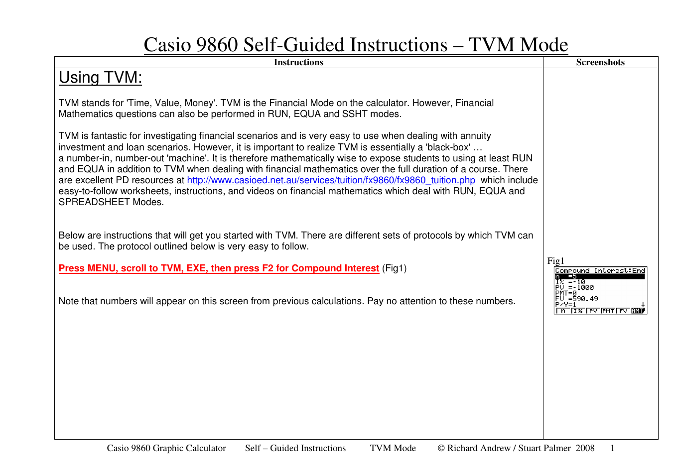 Casio 9860 User Manual | 5 pages