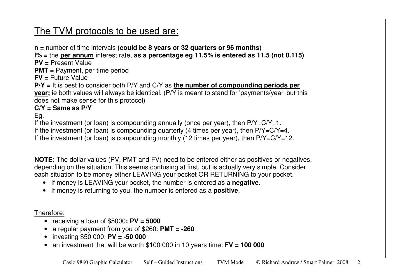 The tvm protocols to be used are | Casio 9860 User Manual | Page 2 / 5