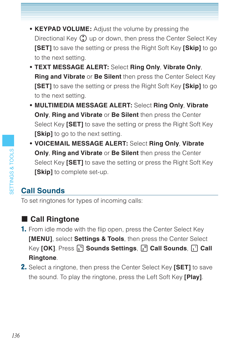 Call sounds, Call ringtone | Casio G'zOne Brigade User Manual | Page 137 / 208