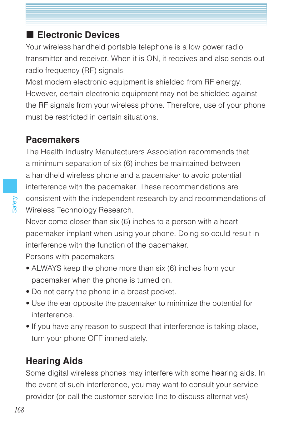 Electronic devices, Pacemakers, Hearing aids | Casio G'zOne Brigade User Manual | Page 169 / 208