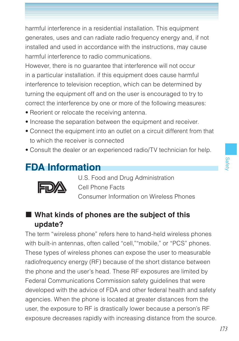 Fda information | Casio G'zOne Brigade User Manual | Page 174 / 208