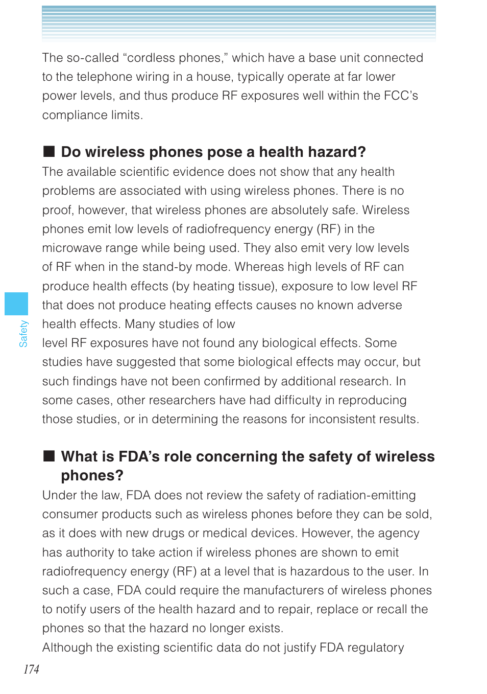 Do wireless phones pose a health hazard | Casio G'zOne Brigade User Manual | Page 175 / 208