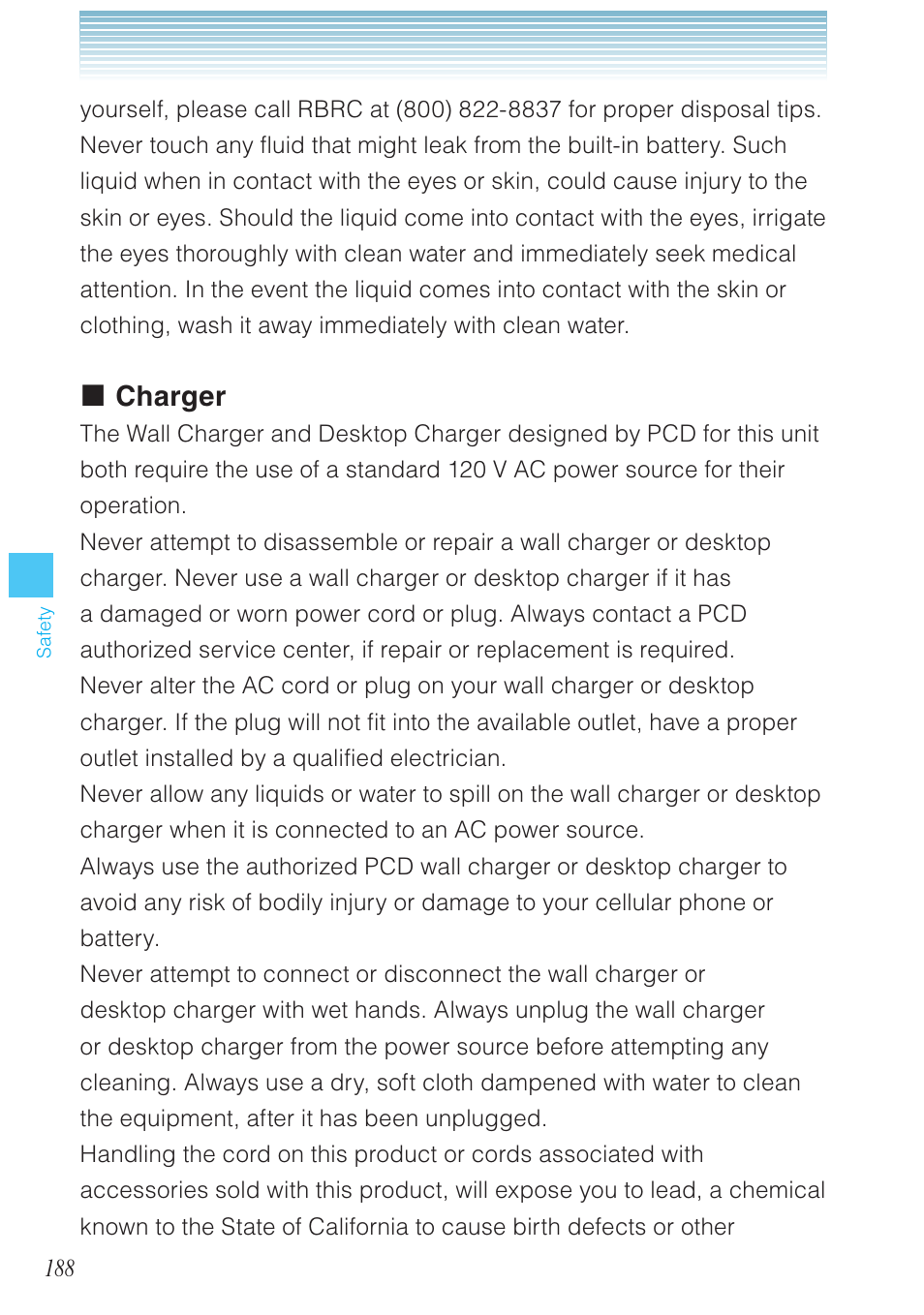 Charger | Casio G'zOne Brigade User Manual | Page 189 / 208
