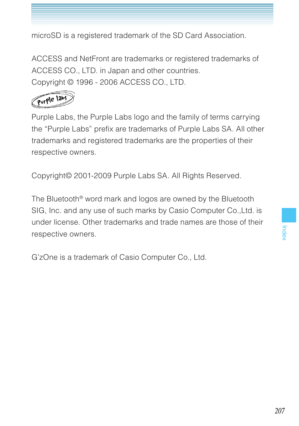 Casio G'zOne Brigade User Manual | Page 208 / 208