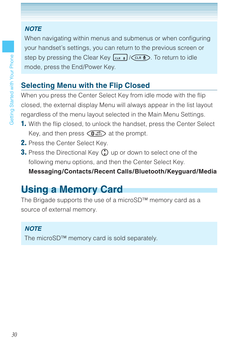 Selecting menu with the flip closed | Casio G'zOne Brigade User Manual | Page 31 / 208
