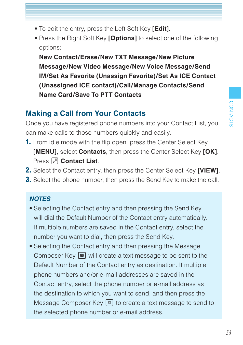 Making a call from your contacts | Casio G'zOne Brigade User Manual | Page 54 / 208