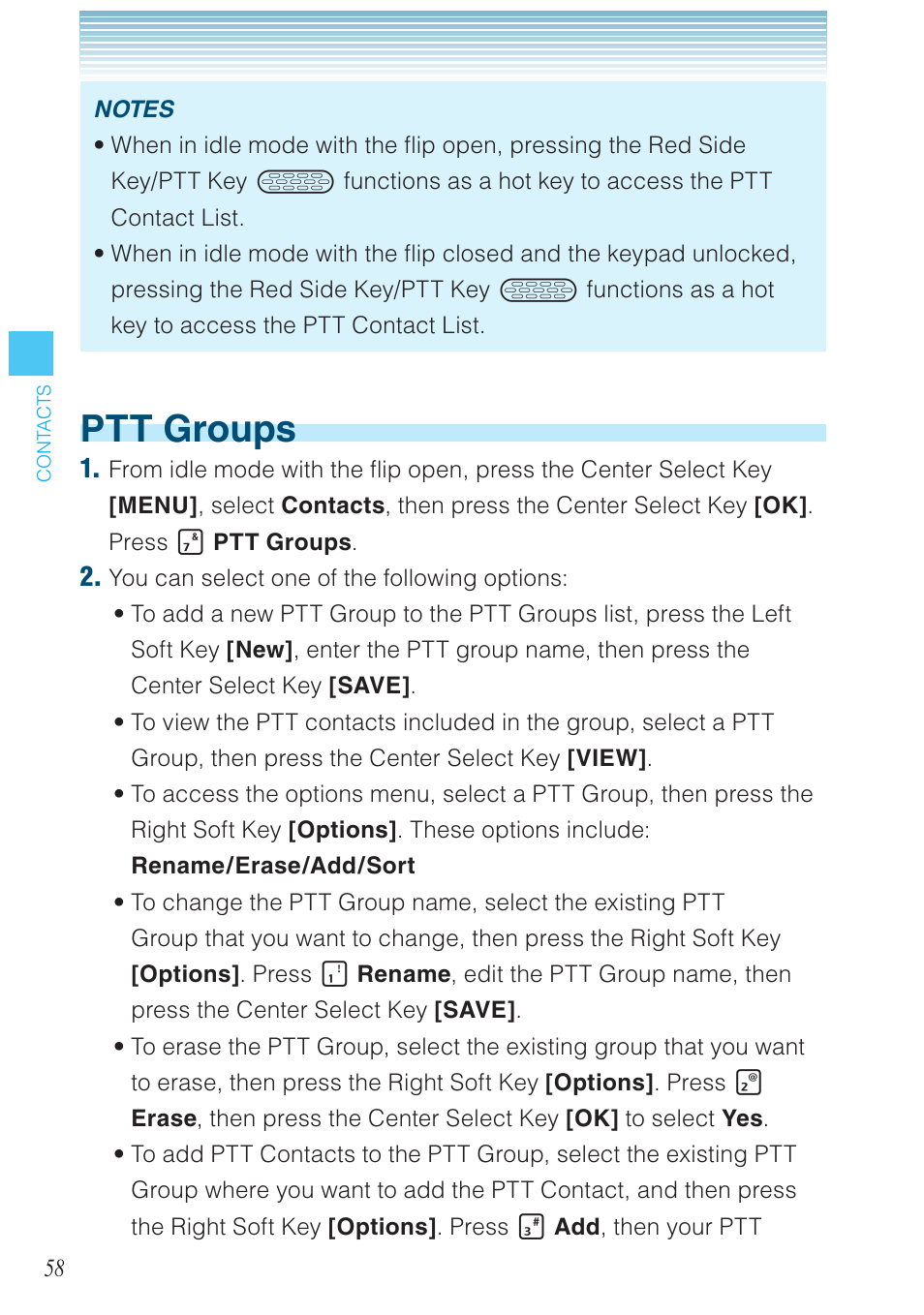 Ptt groups | Casio G'zOne Brigade User Manual | Page 59 / 208