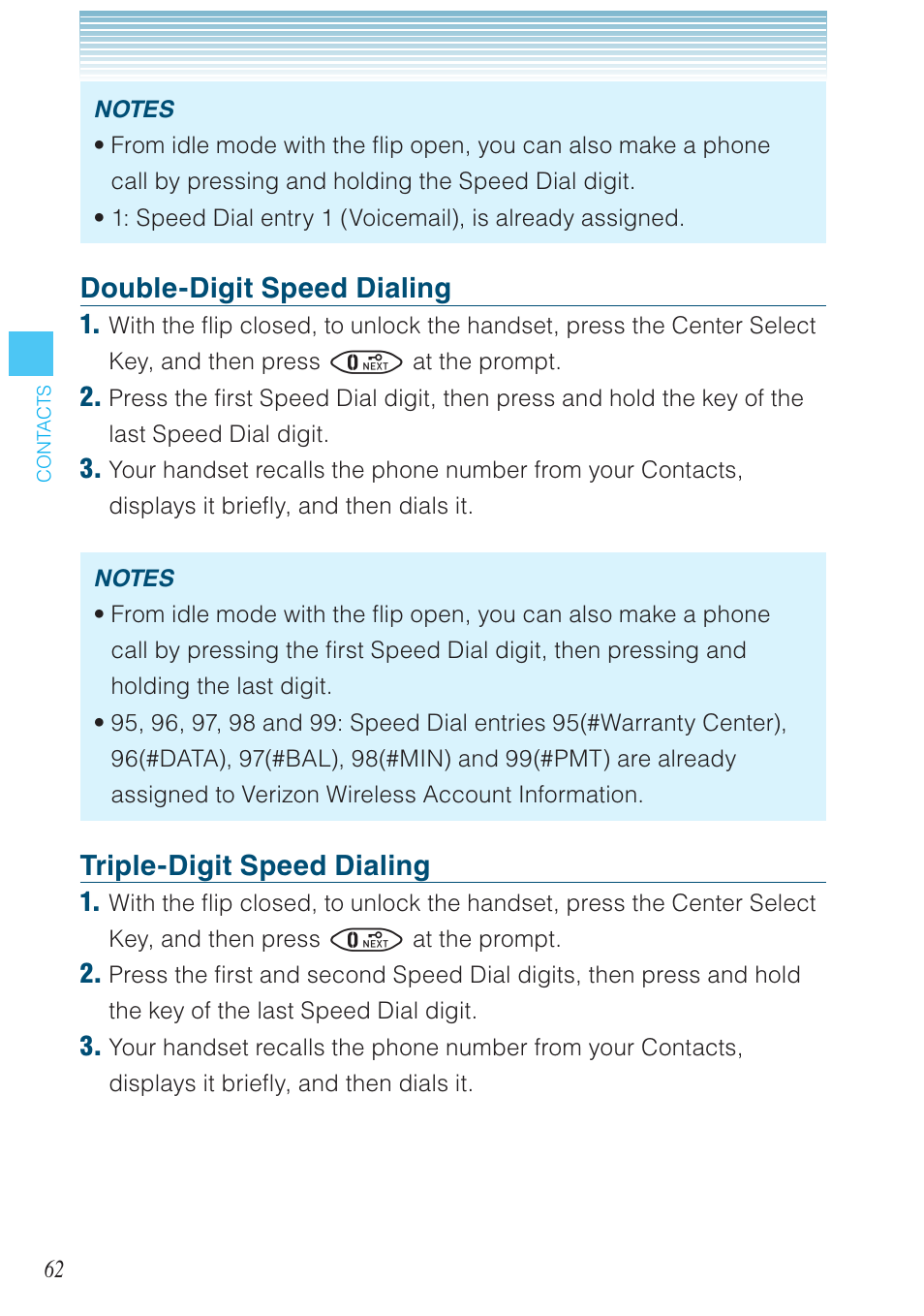 Double-digit speed dialing, Triple-digit speed dialing | Casio G'zOne Brigade User Manual | Page 63 / 208