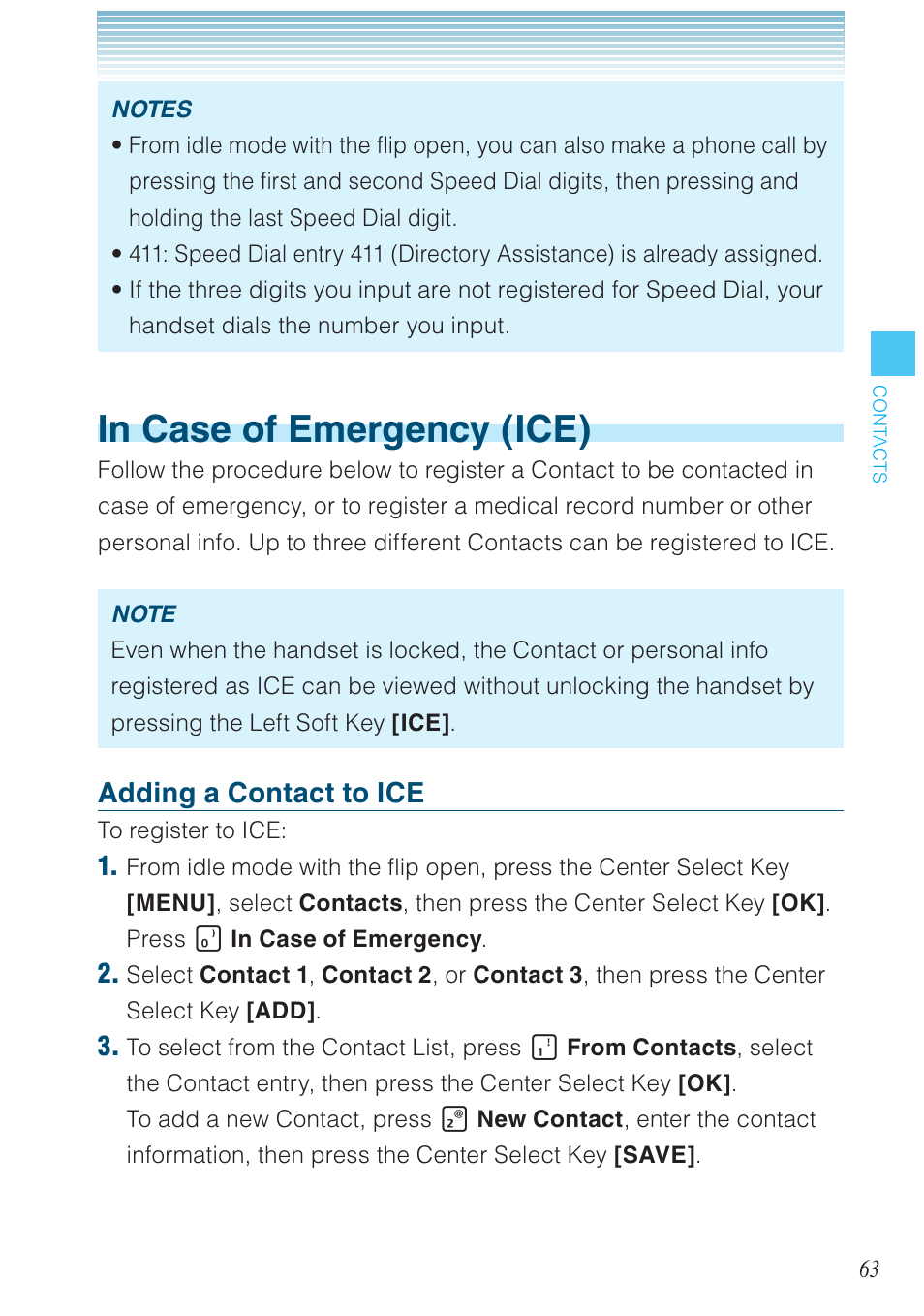 Adding a contact to ice | Casio G'zOne Brigade User Manual | Page 64 / 208