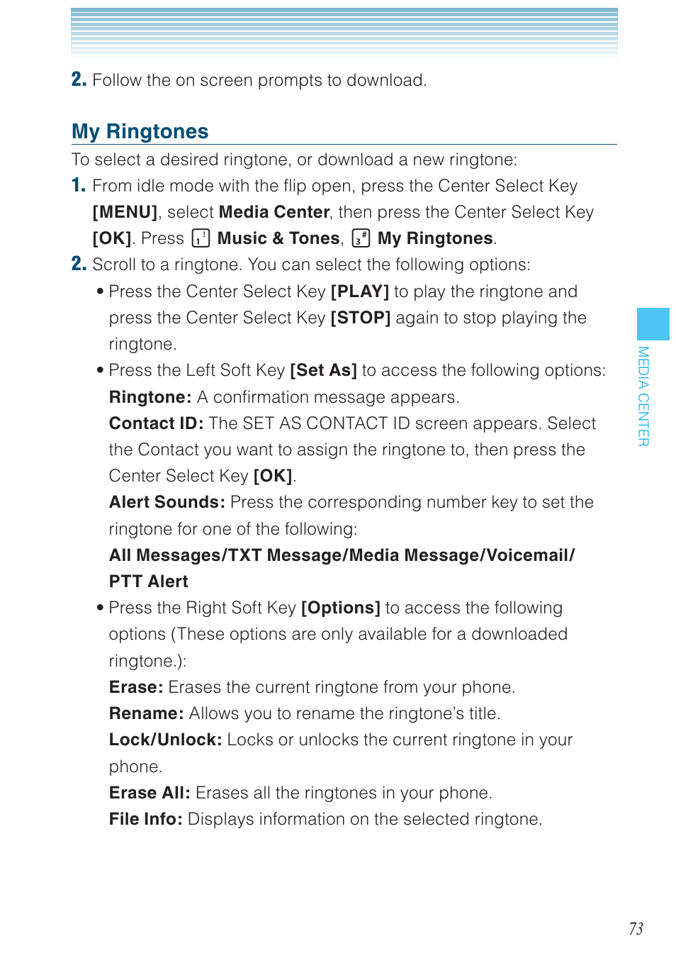 My ringtones | Casio G'zOne Brigade User Manual | Page 74 / 208