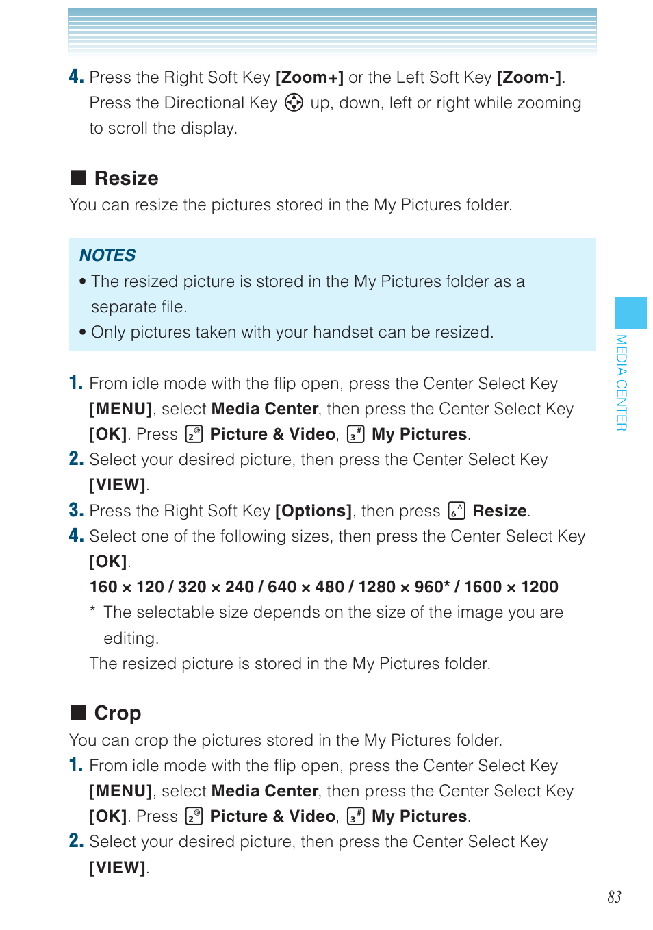 Resize, Crop | Casio G'zOne Brigade User Manual | Page 84 / 208