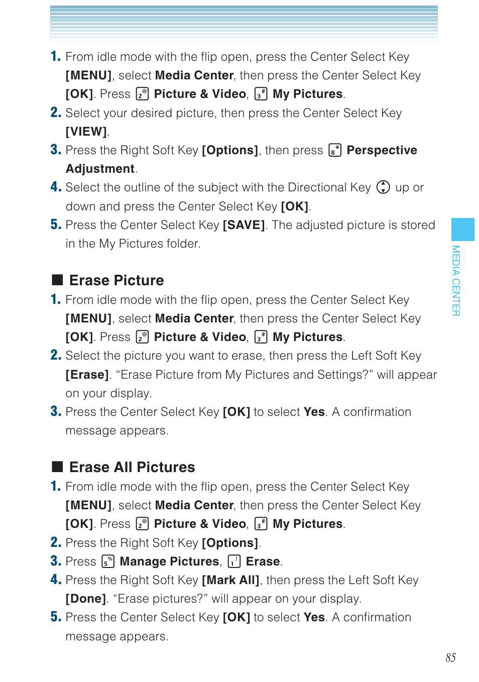 Erase picture, Erase all pictures | Casio G'zOne Brigade User Manual | Page 86 / 208
