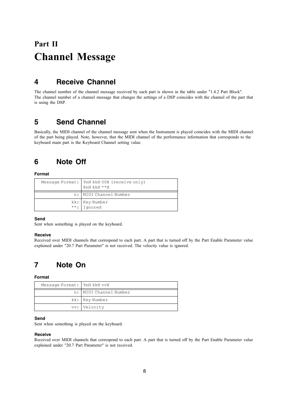 Channel message, Part ii, 4receive channel | 5send channel | Casio AP-400 User Manual | Page 8 / 45