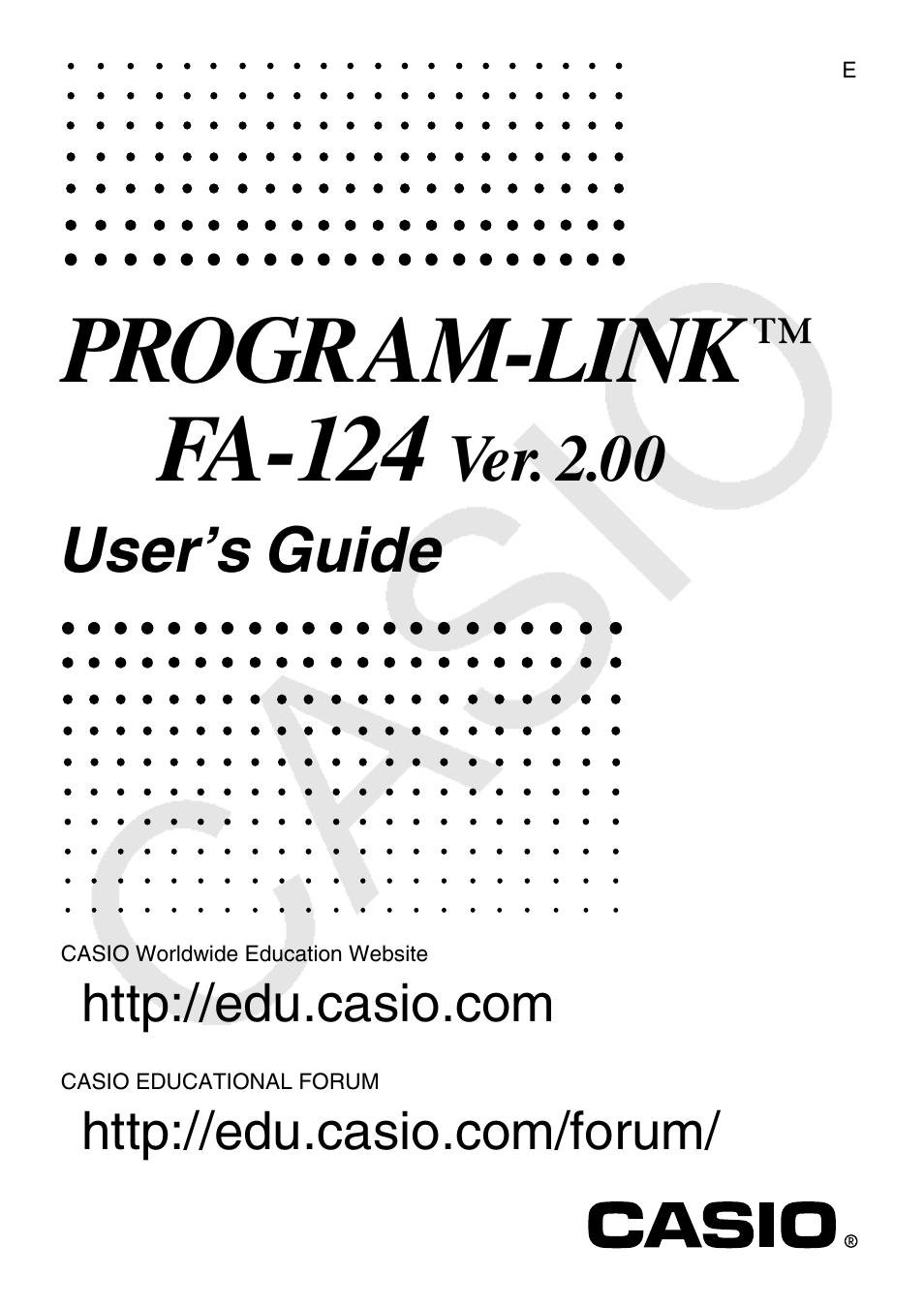 Casio PROGRAM-LINK FA-124 User Manual | 63 pages