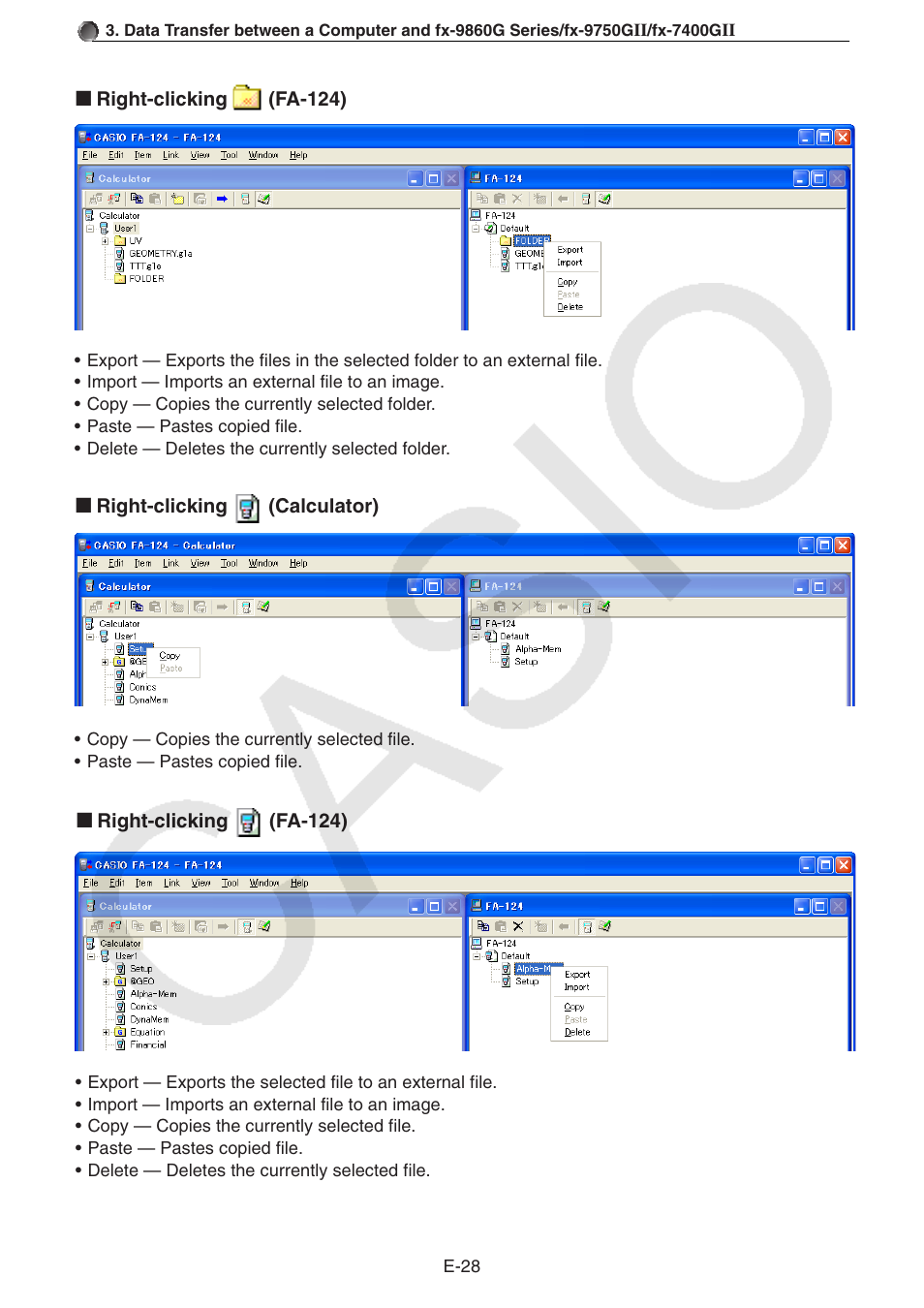 Casio PROGRAM-LINK FA-124 User Manual | Page 30 / 63