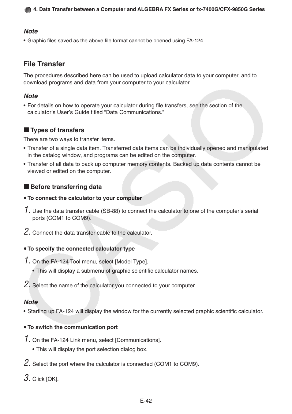 File transfer | Casio PROGRAM-LINK FA-124 User Manual | Page 44 / 63