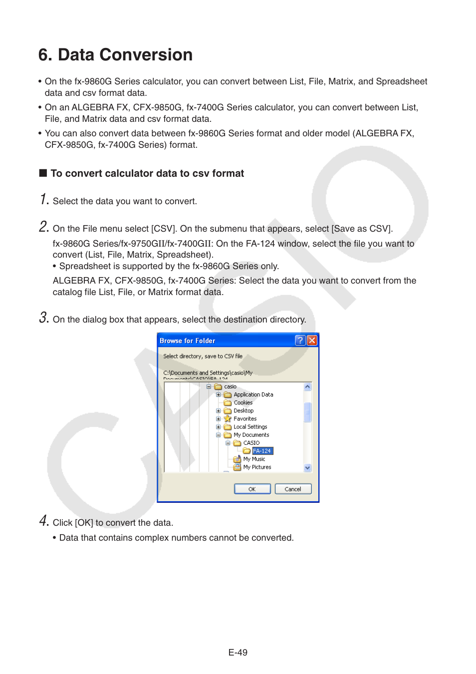 Data conversion | Casio PROGRAM-LINK FA-124 User Manual | Page 51 / 63