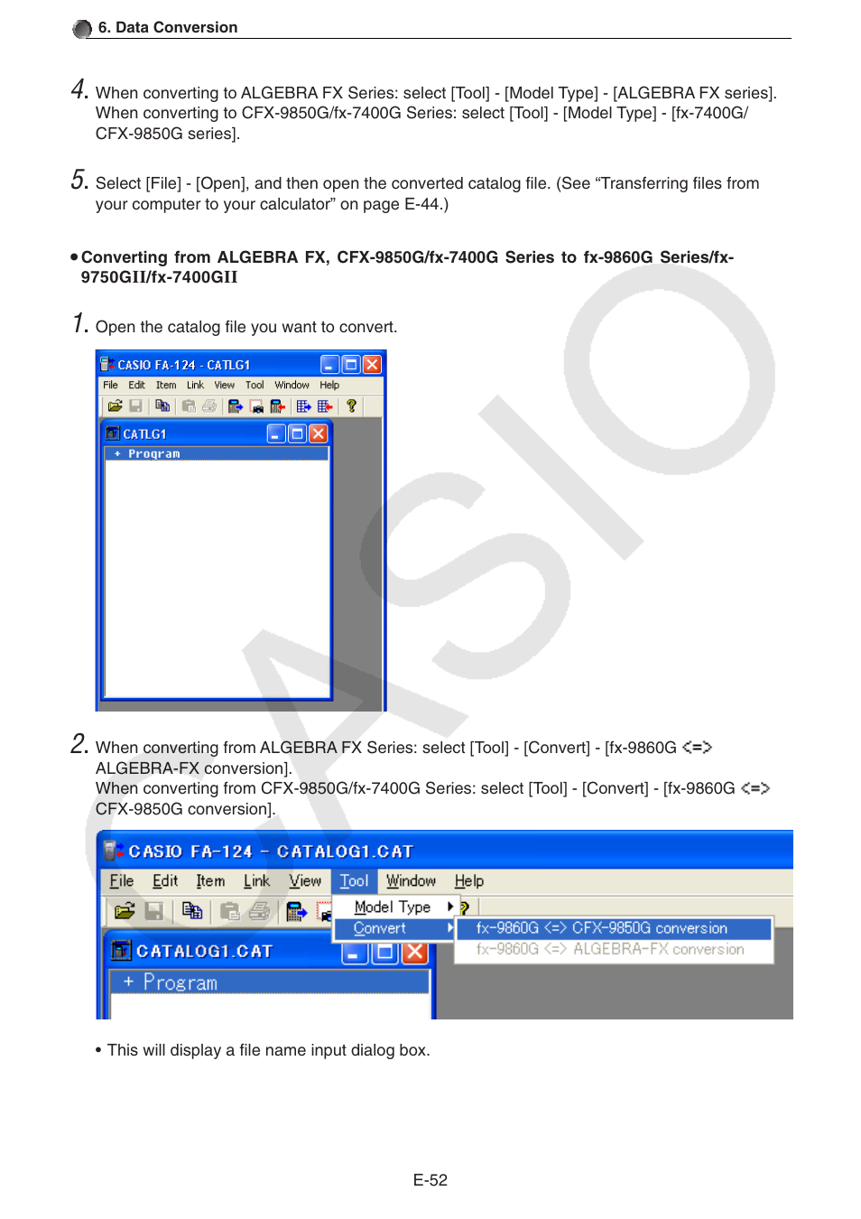 Casio PROGRAM-LINK FA-124 User Manual | Page 54 / 63