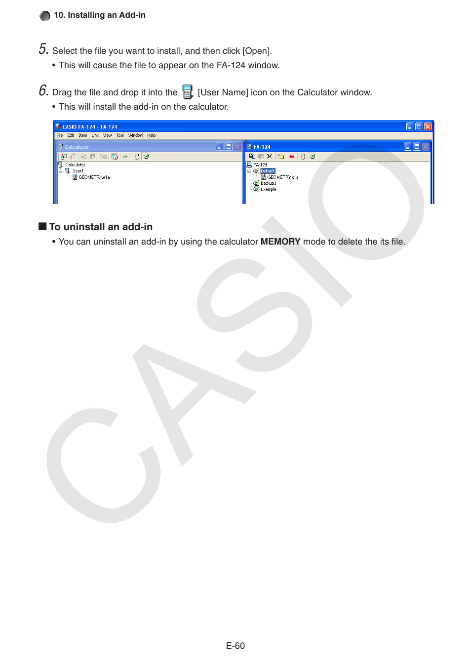 Casio PROGRAM-LINK FA-124 User Manual | Page 62 / 63