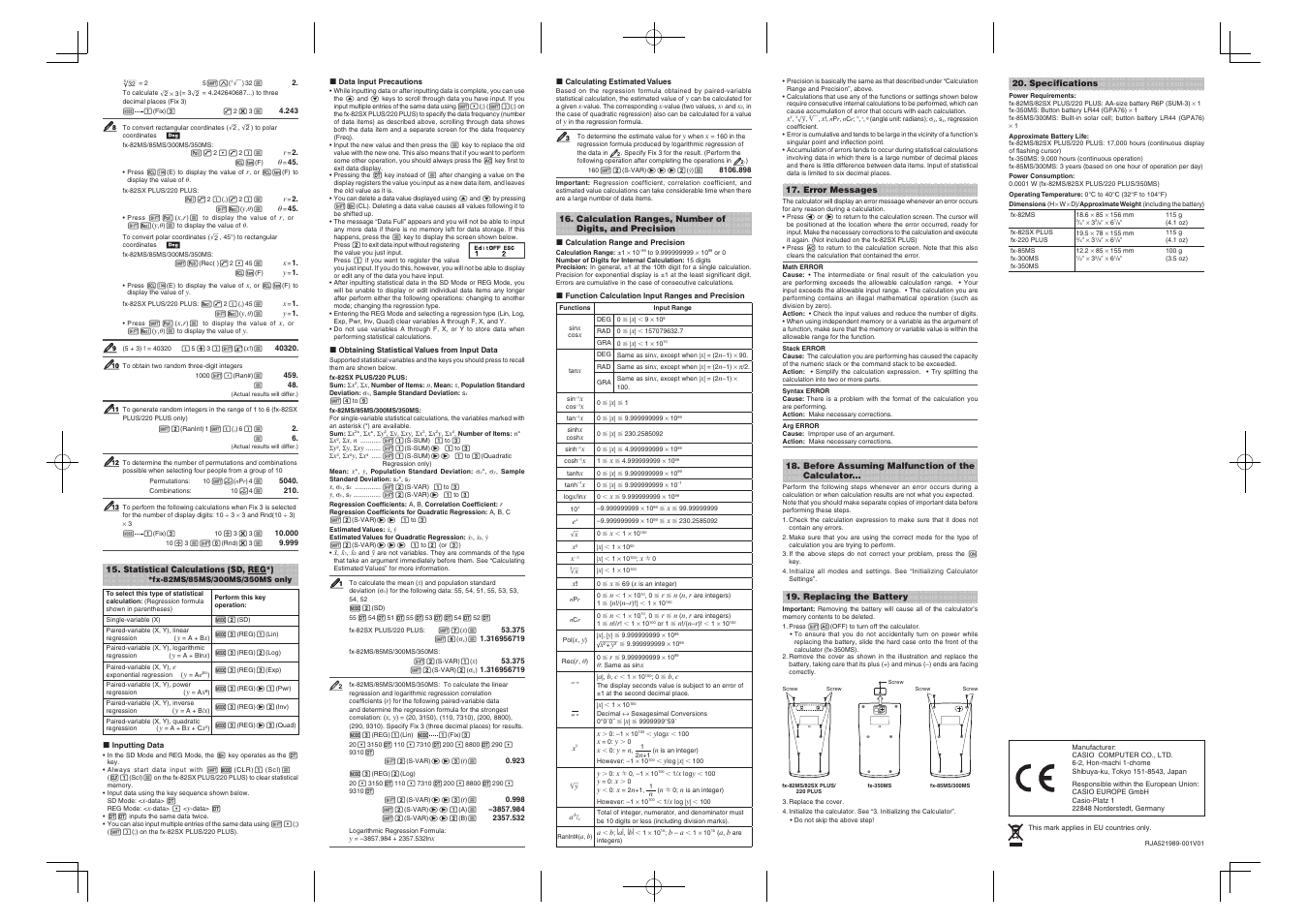 Casio FX-300MS User Manual | Page 2 / 2