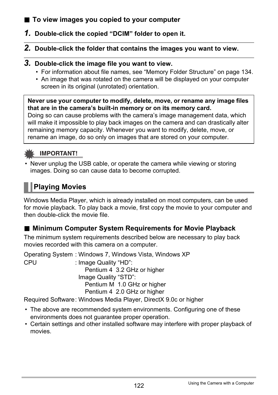 Playing movies | Casio EXILIM EX-S300 User Manual | Page 122 / 189