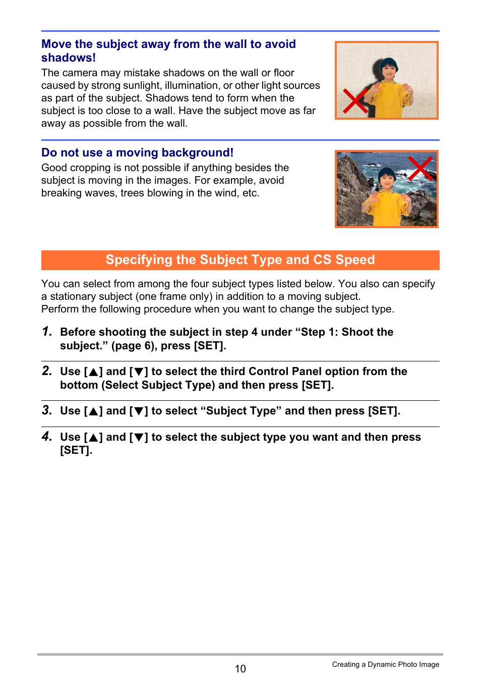 Specifying the subject type and cs speed | Casio EXILIM EX-S300 User Manual | Page 185 / 189