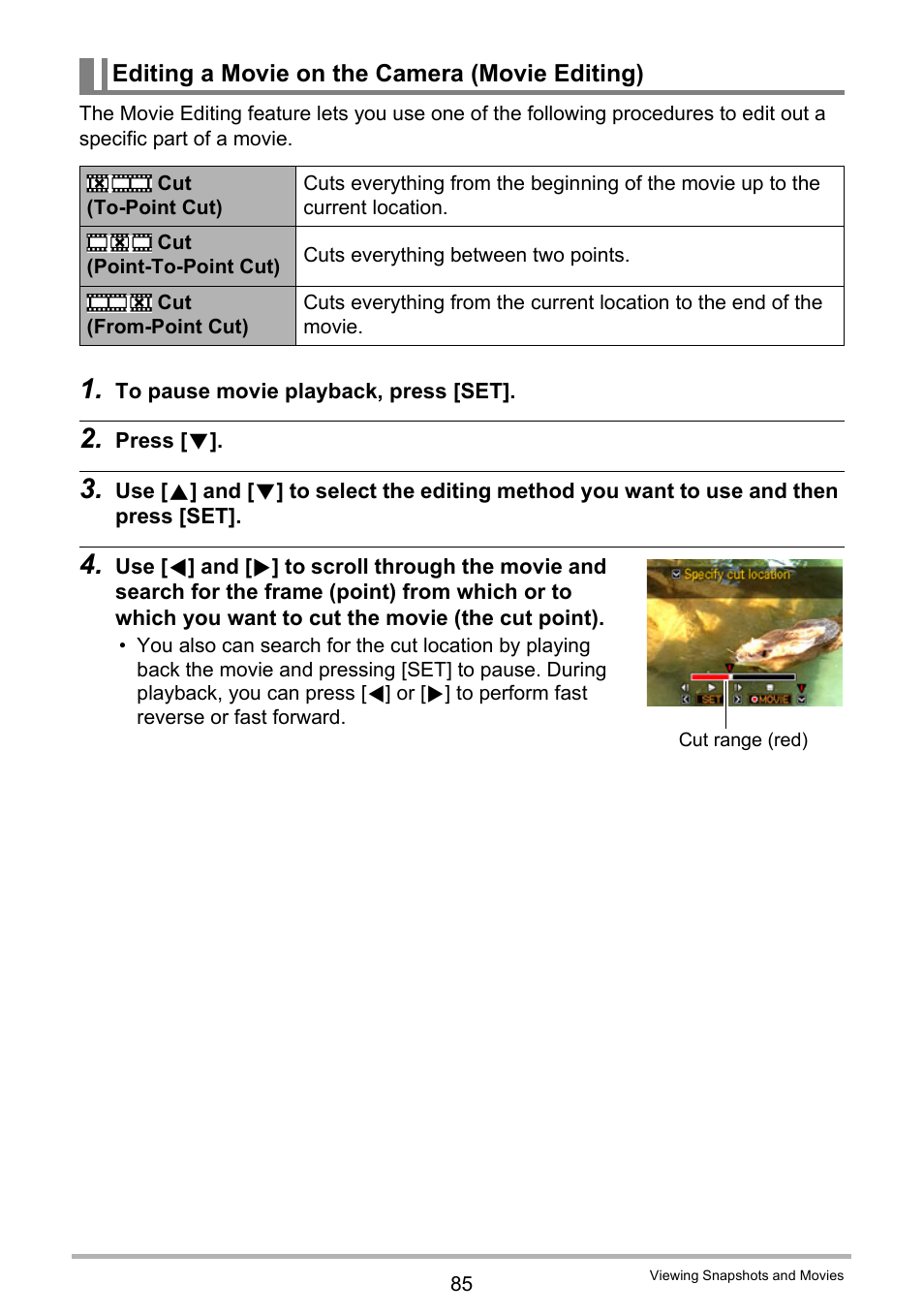 Editing a movie on the camera (movie editing) | Casio EXILIM EX-S300 User Manual | Page 85 / 189