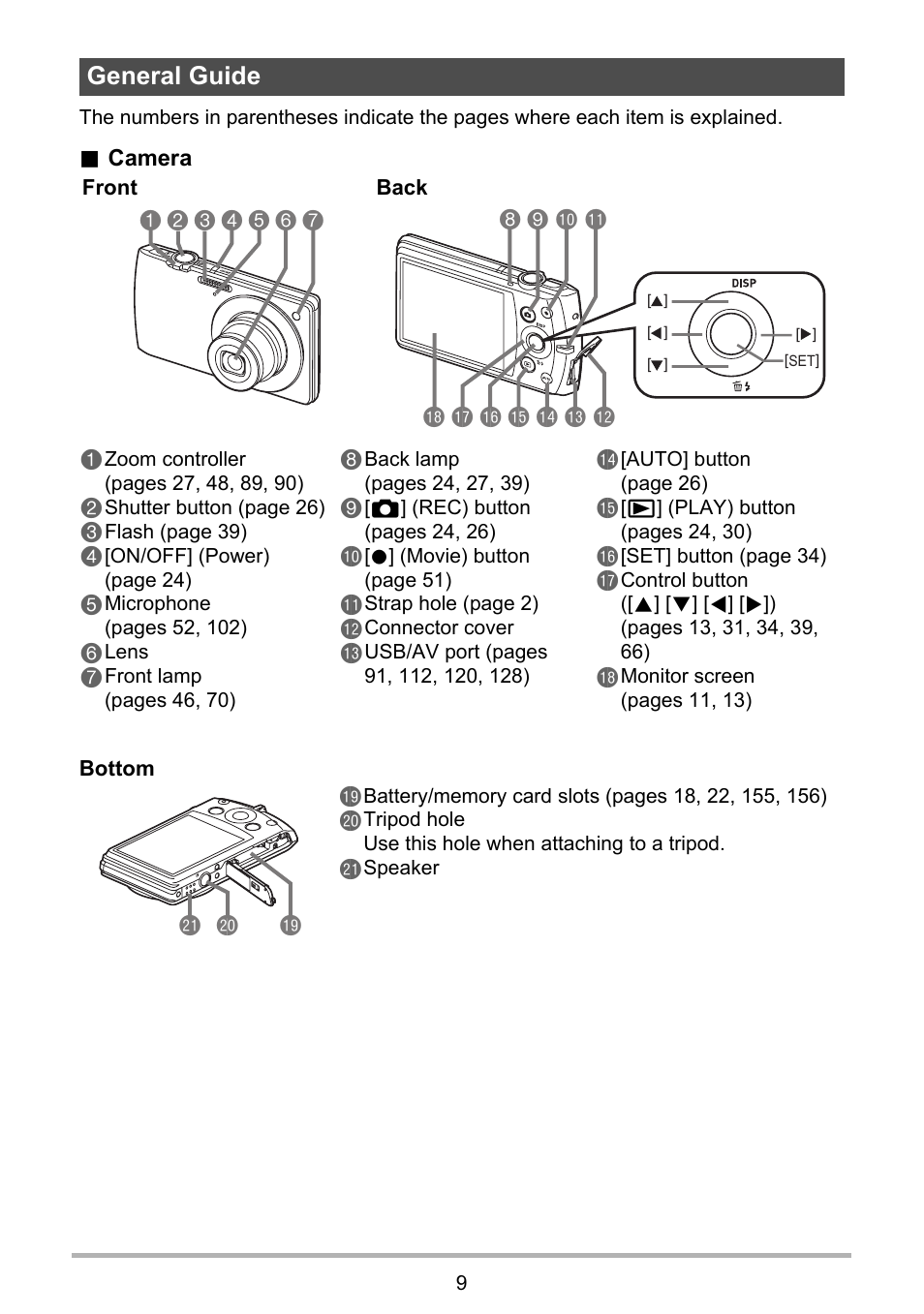 General guide, Bt ck cl | Casio EXILIM EX-S300 User Manual | Page 9 / 189