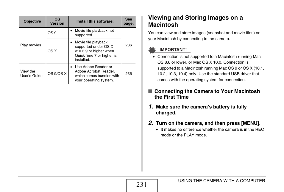 Viewing and storing images on a macintosh | Casio EX-Z15 User Manual | Page 231 / 265