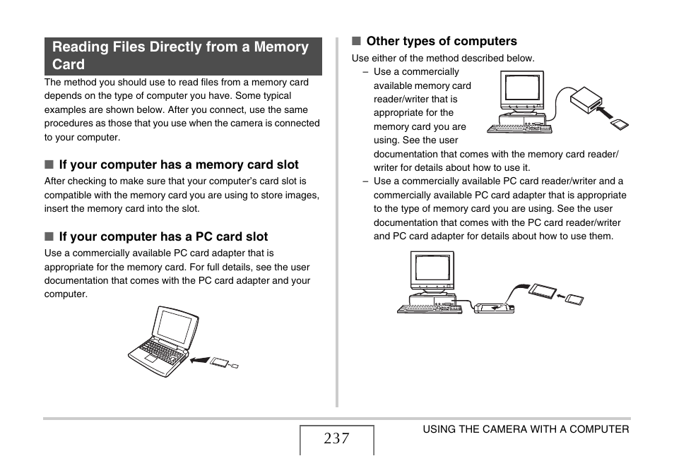 Reading files directly from a memory card, E 237) | Casio EX-Z15 User Manual | Page 237 / 265