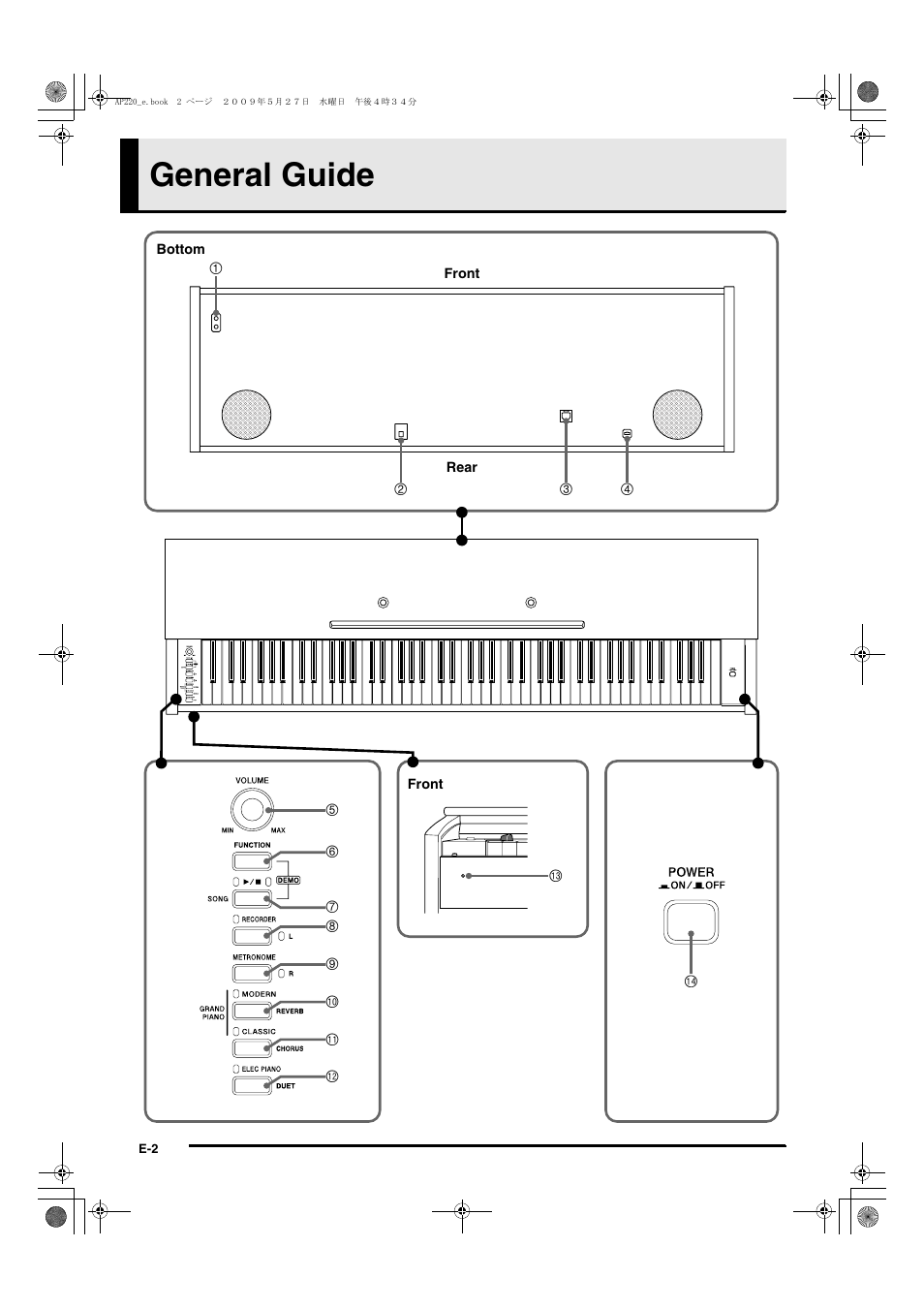 General guide | Casio CELVIANO AP220ES1C User Manual | Page 4 / 40