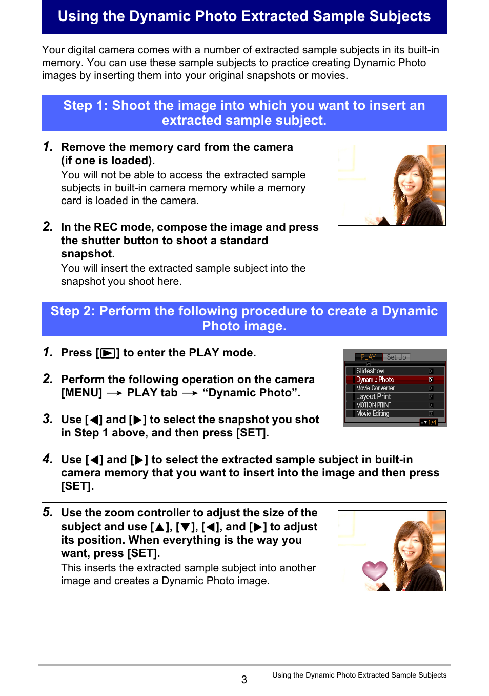 Using the dynamic photo extracted sample subjects | Casio EXILIM EX-H15 User Manual | Page 183 / 194
