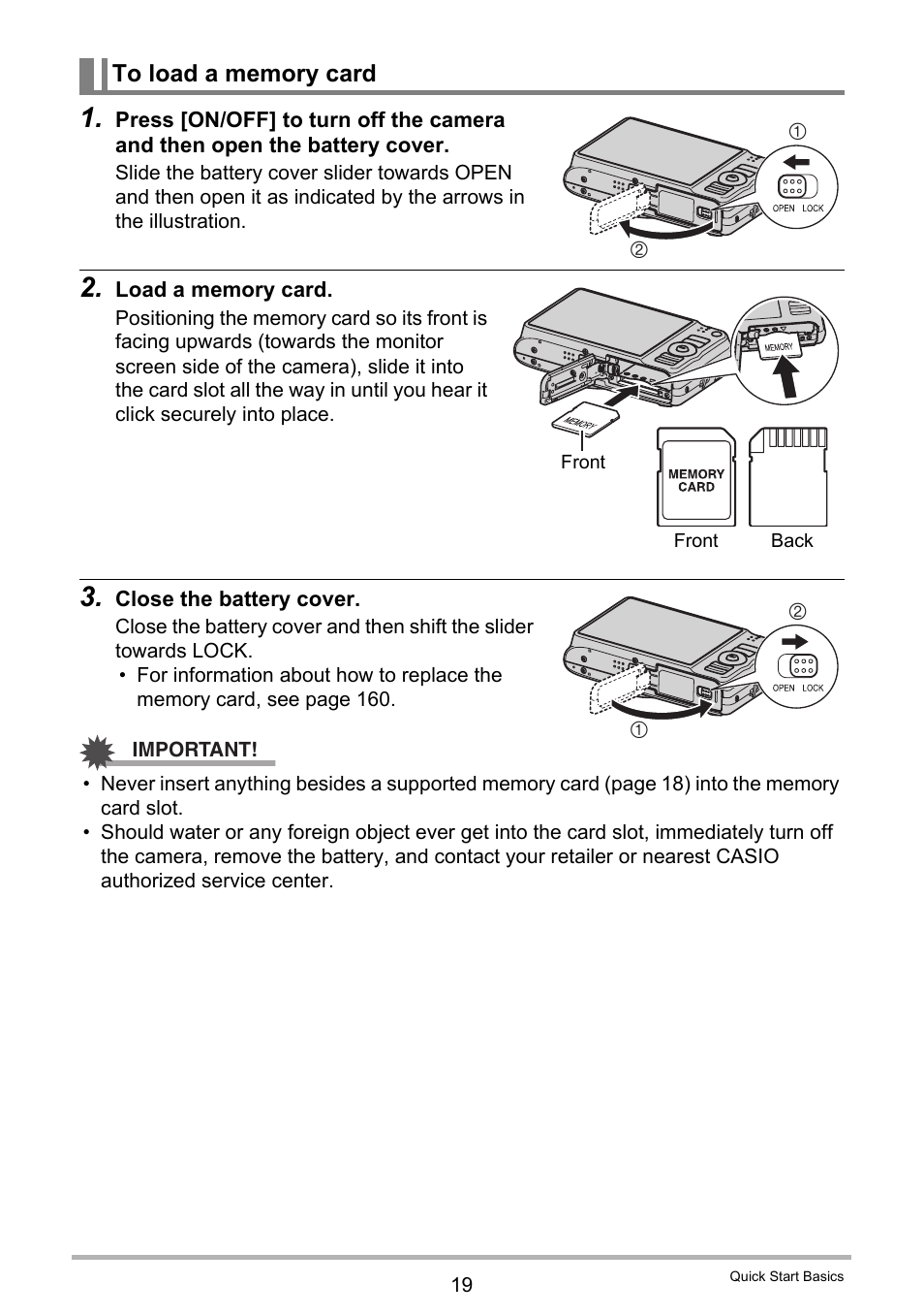 To load a memory card | Casio EXILIM EX-H15 User Manual | Page 19 / 194