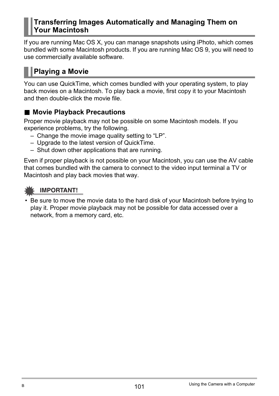 Playing a movie | Casio EXILIM EX-S6 User Manual | Page 101 / 148