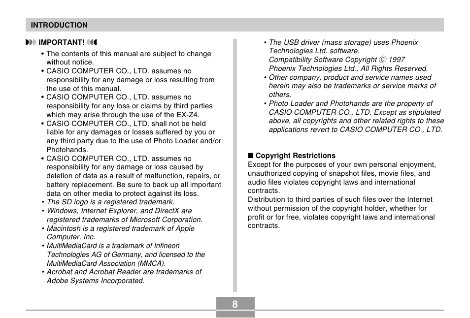 Casio EX-Z4 User Manual | Page 8 / 58