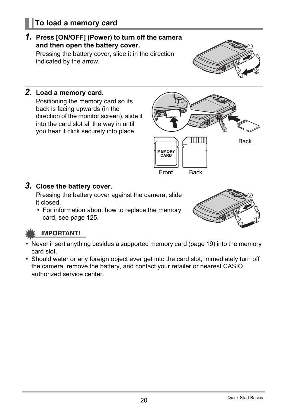 To load a memory card | Casio EXILIM EX-Z670 User Manual | Page 20 / 143