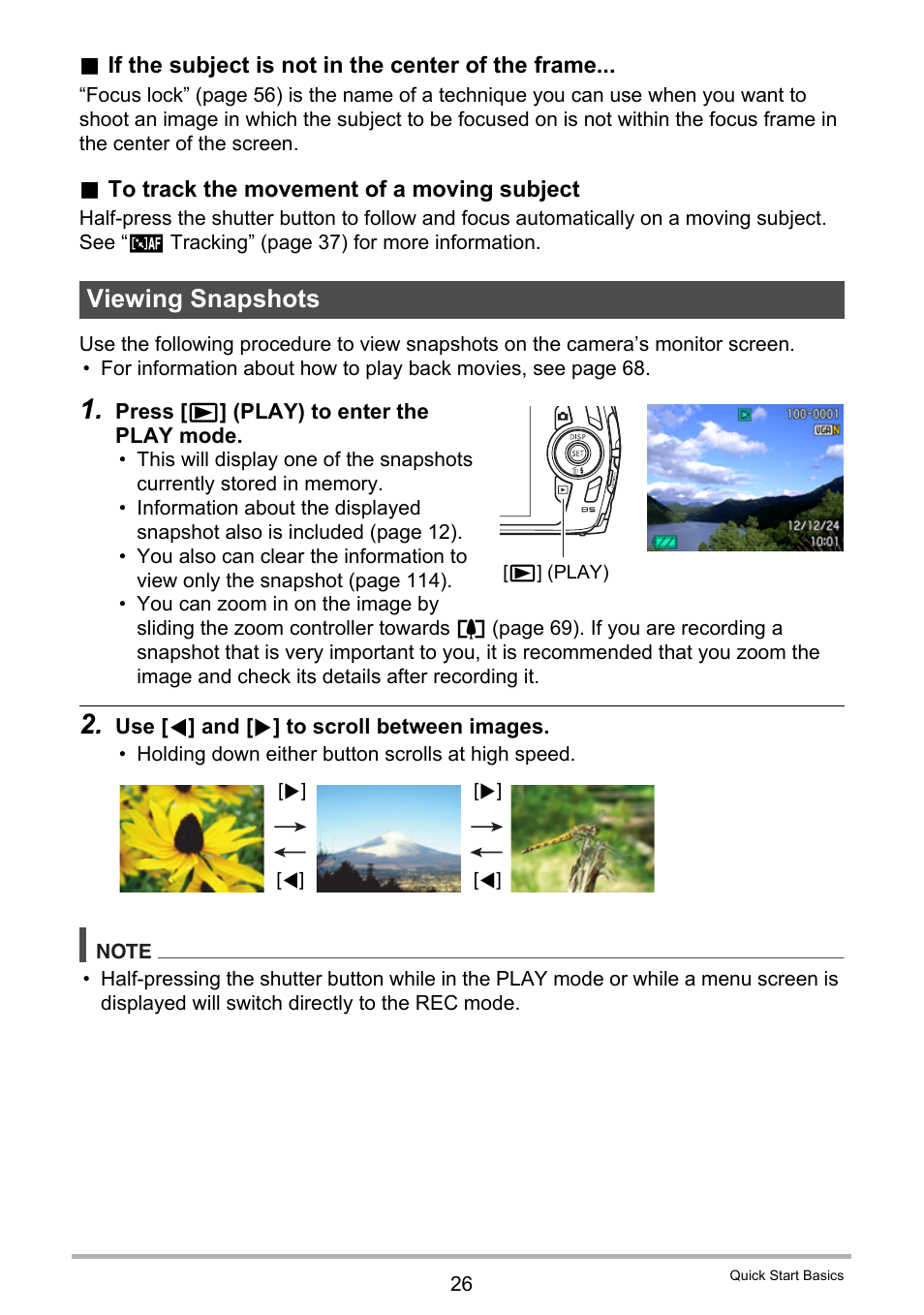 Viewing snapshots | Casio EXILIM EX-Z670 User Manual | Page 26 / 143