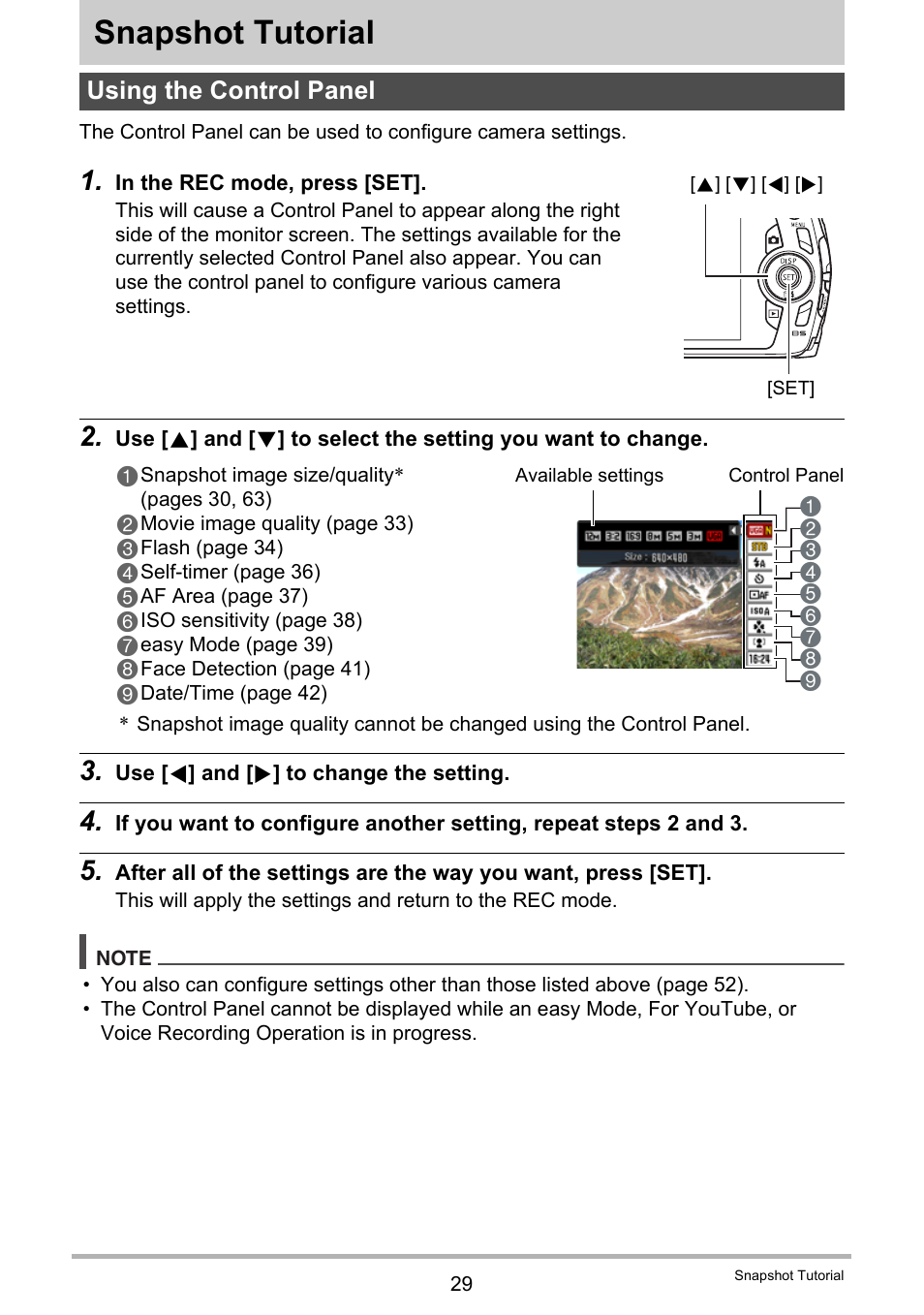 Snapshot tutorial, Using the control panel | Casio EXILIM EX-Z670 User Manual | Page 29 / 143