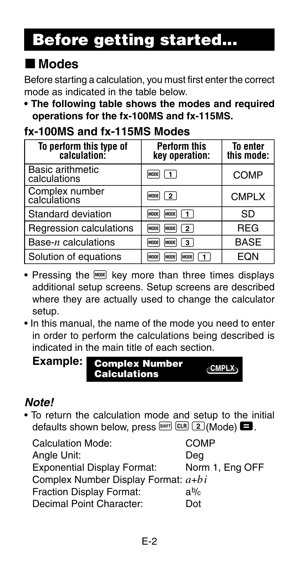 Before getting started, K modes | Casio fx115ms User Manual | Page 4 / 19