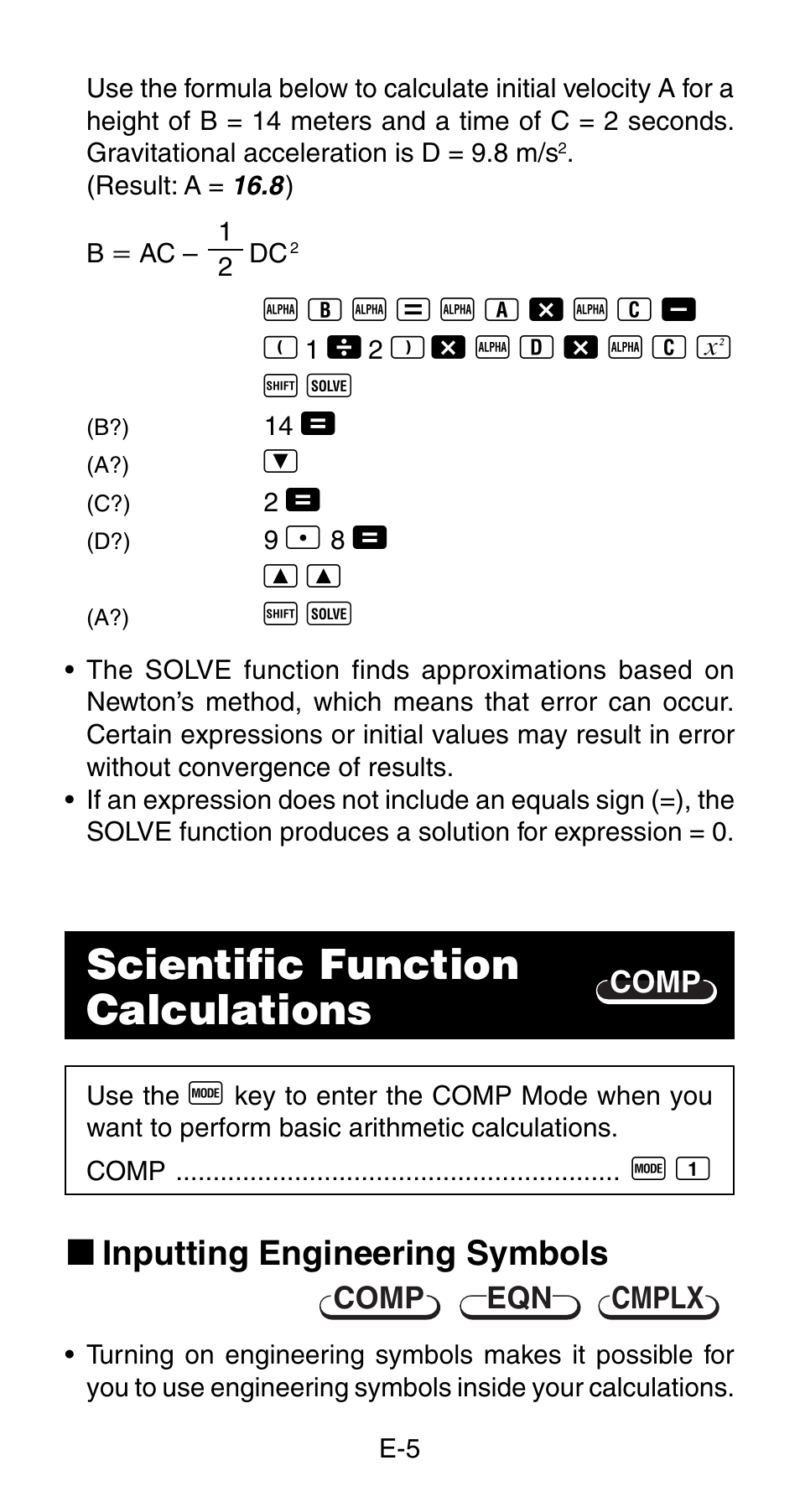 Scientific function calculations, K inputting engineering symbols | Casio fx115ms User Manual | Page 7 / 19
