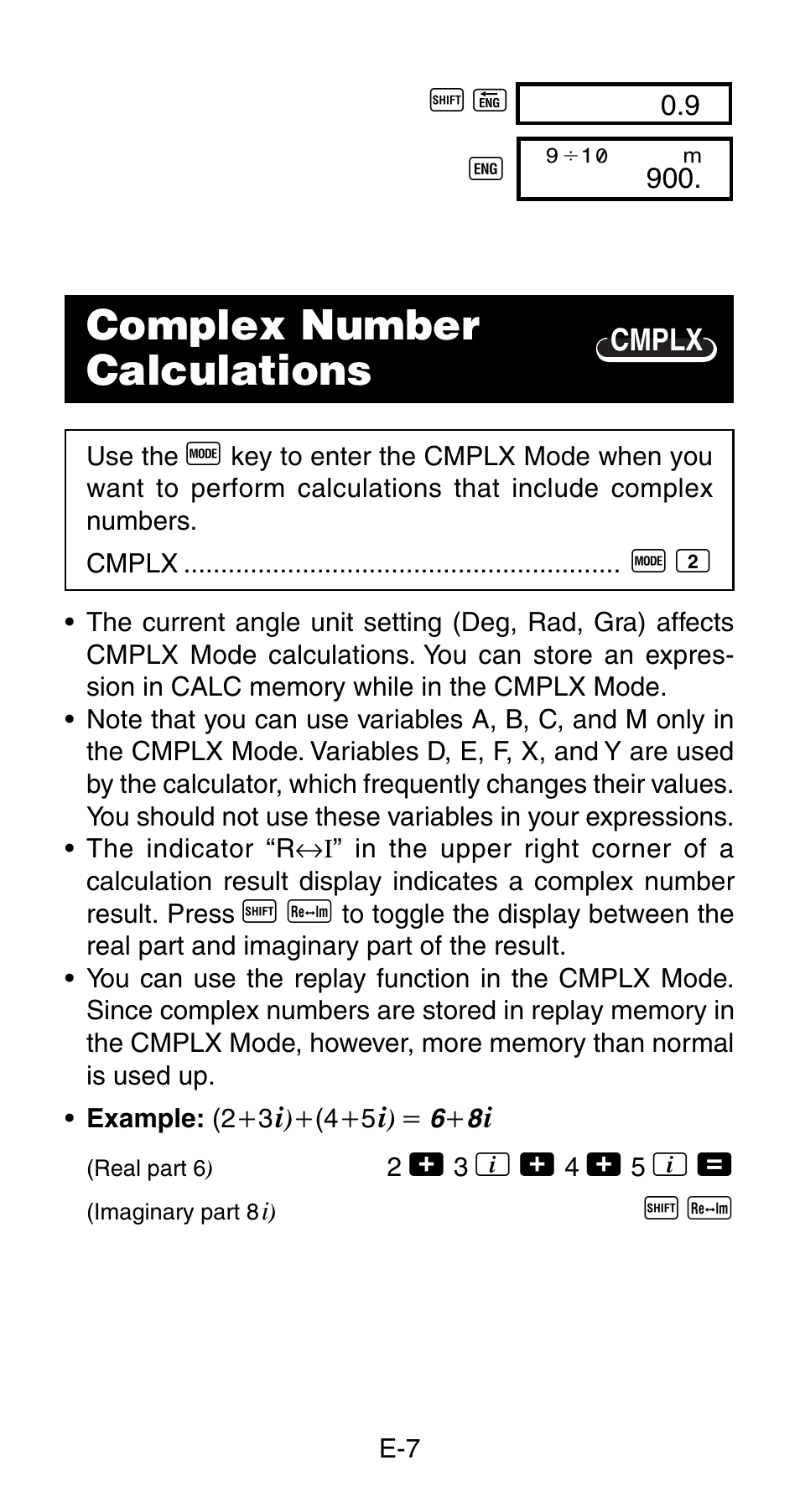 Complex number calculations | Casio fx115ms User Manual | Page 9 / 19