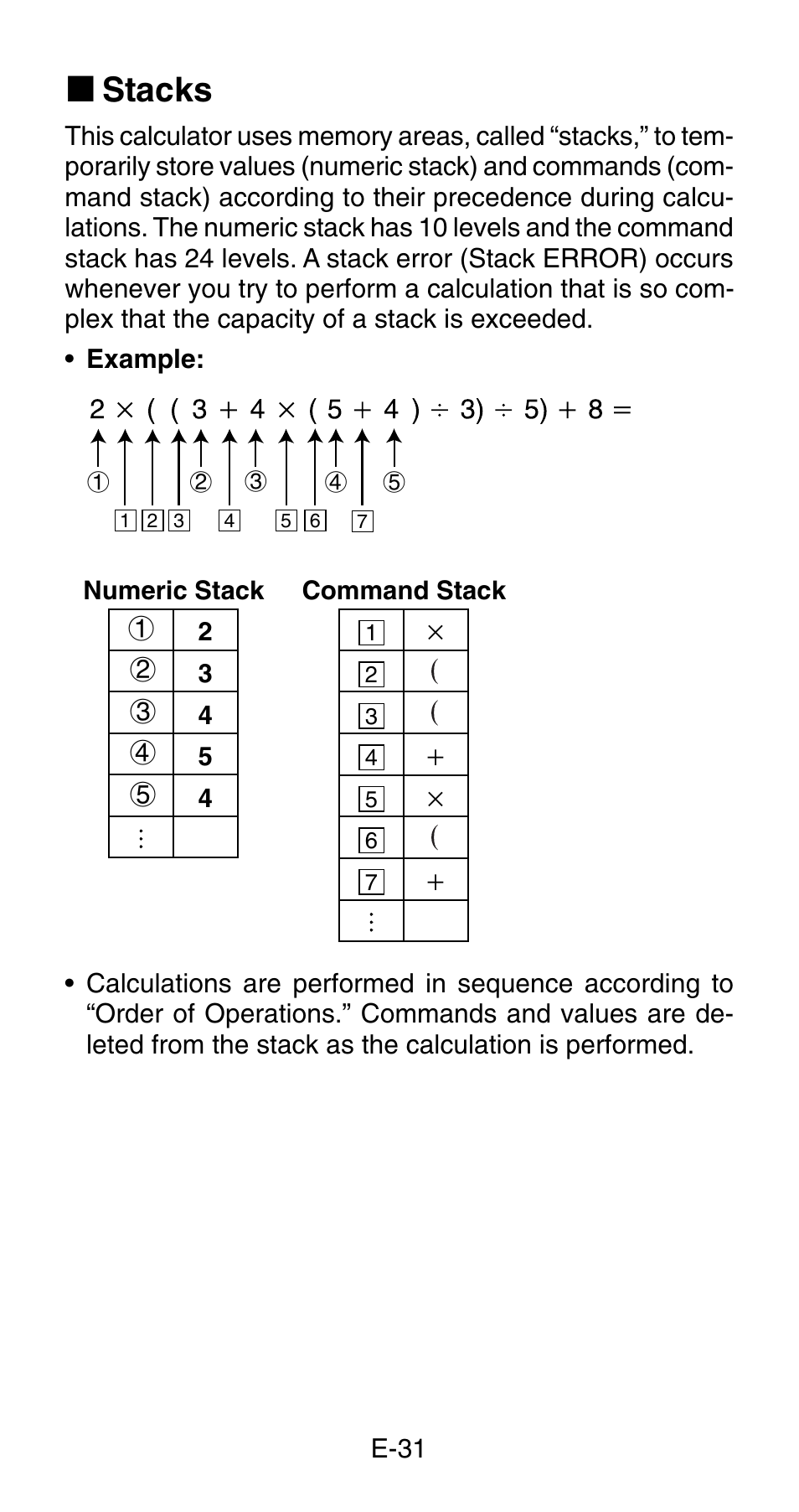 K stacks | Casio fx-83MS User Manual | Page 33 / 40