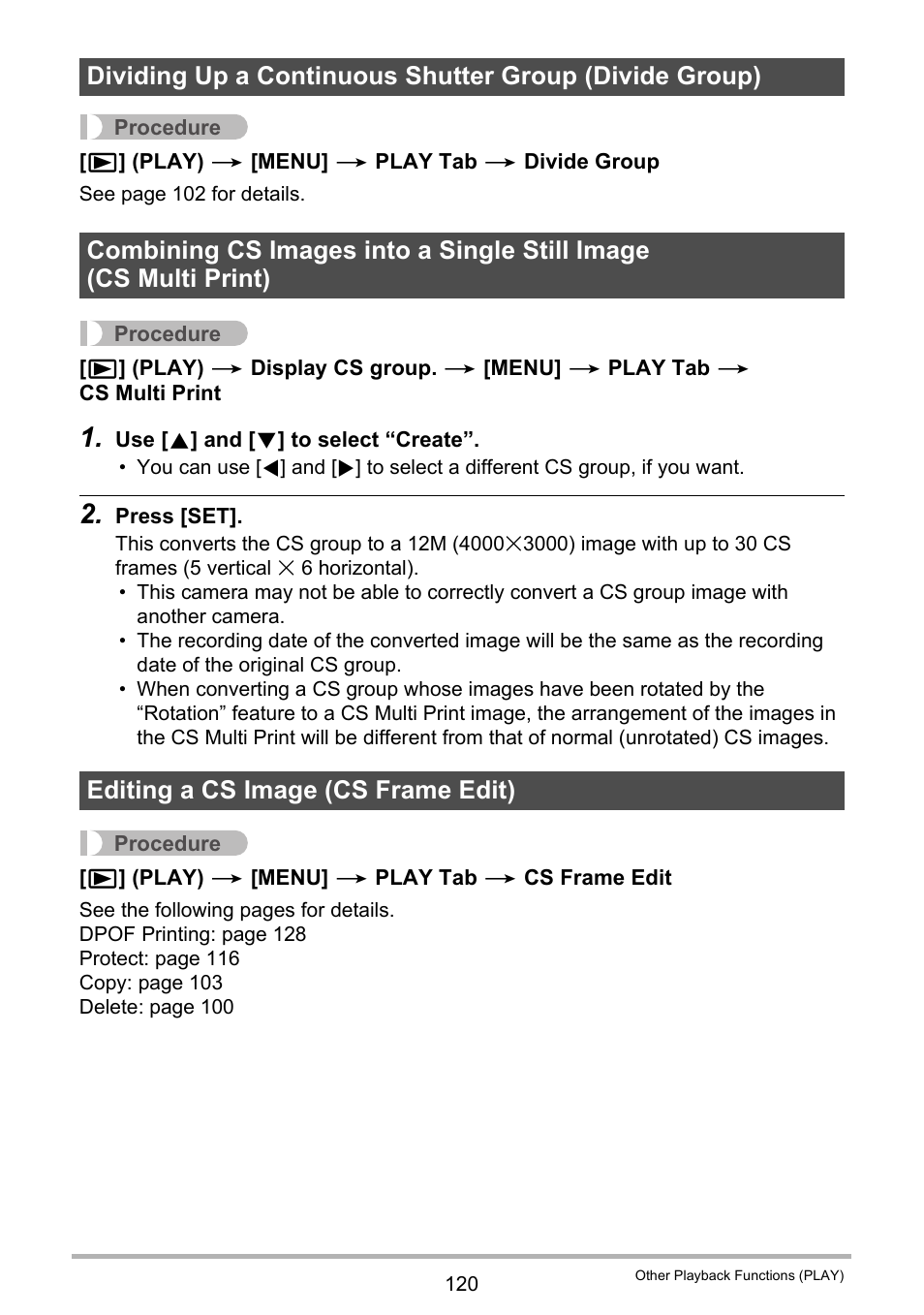 Editing a cs image (cs frame edit) | Casio EXILIM EX-ZR10 User Manual | Page 120 / 199