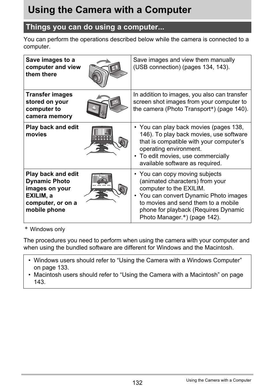 Using the camera with a computer, Things you can do using a computer | Casio EXILIM EX-ZR10 User Manual | Page 132 / 199