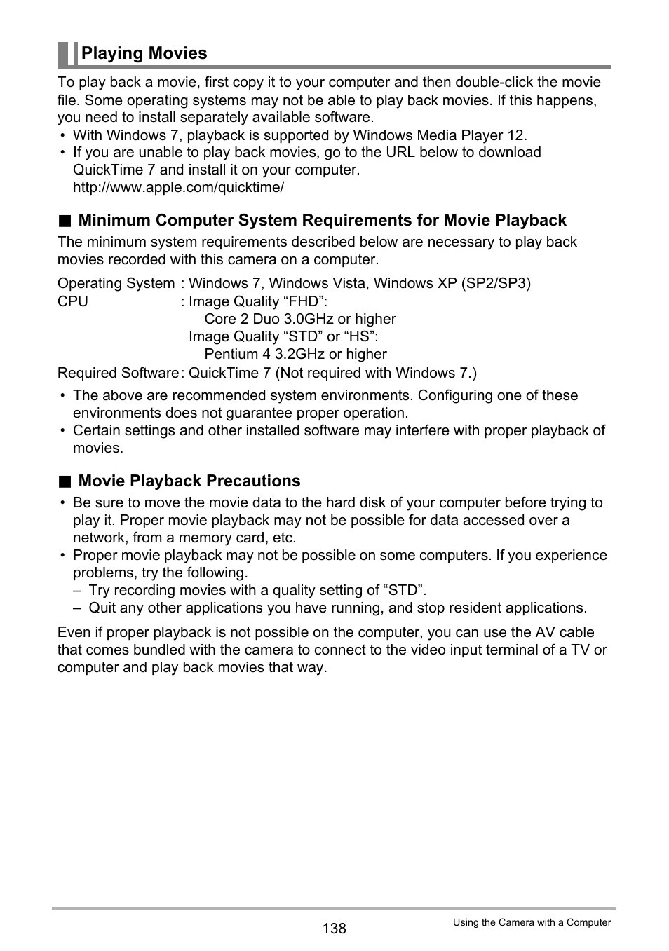 Playing movies | Casio EXILIM EX-ZR10 User Manual | Page 138 / 199